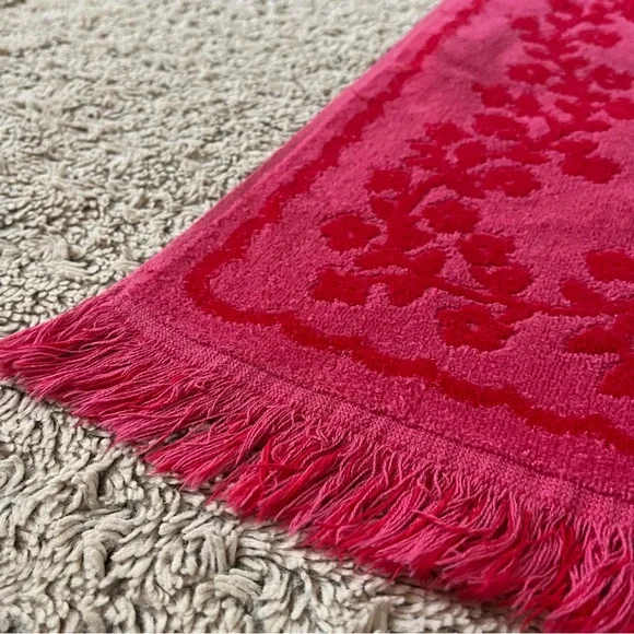 Monticello vintage bath luxury red pink floral 70s 60s mcm towel set gift 🩷❤️🩷